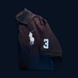 Black Polo Shirt with White Logo and Number
